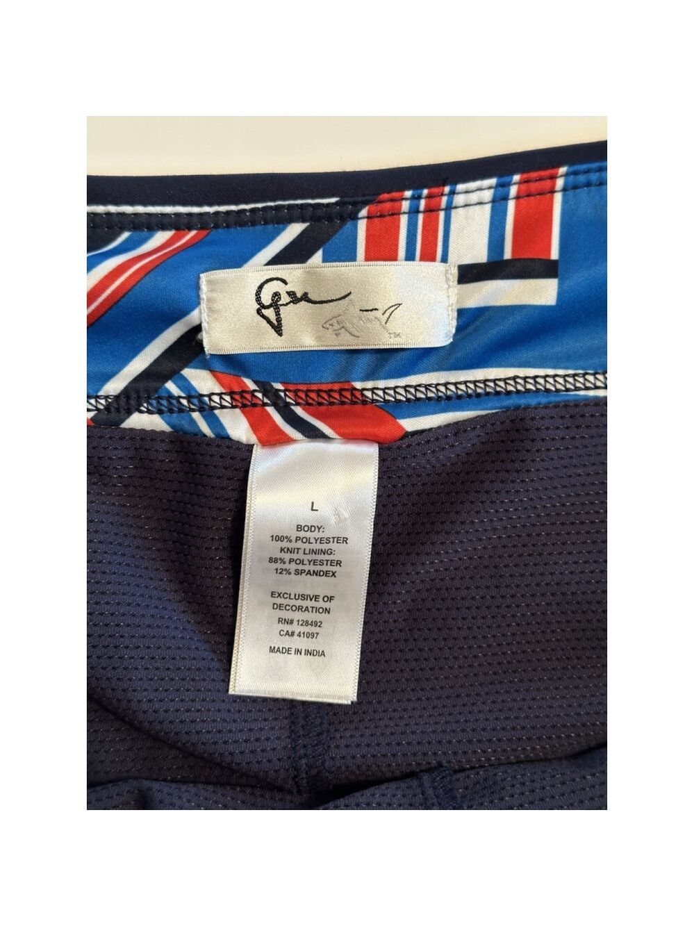Greg Norman Tennis Golf Skort Mini Skirt Womens Large Blue Red & White Pockets - Picture 8 of 16